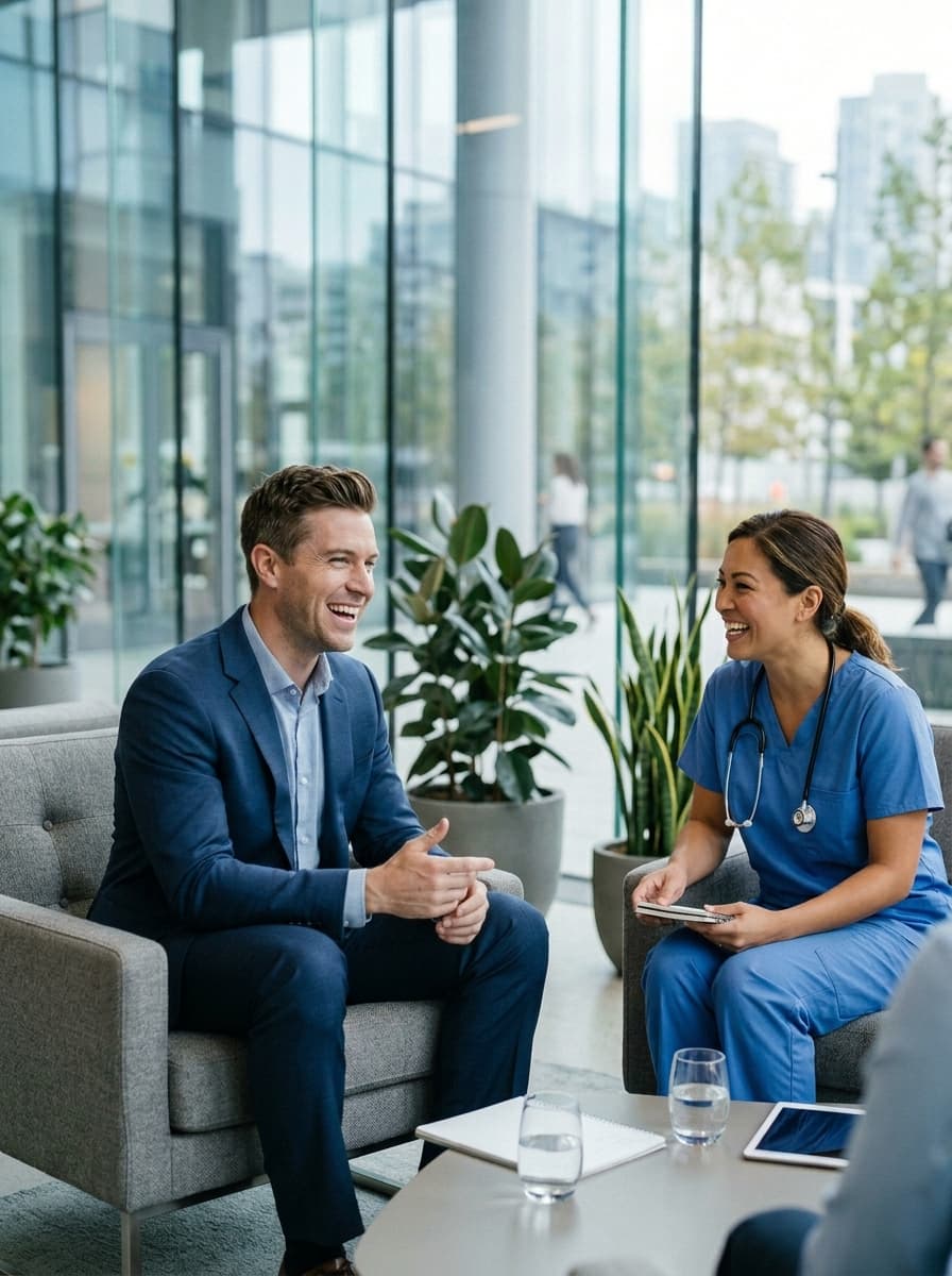 Healthcare provider assisting patient stretching